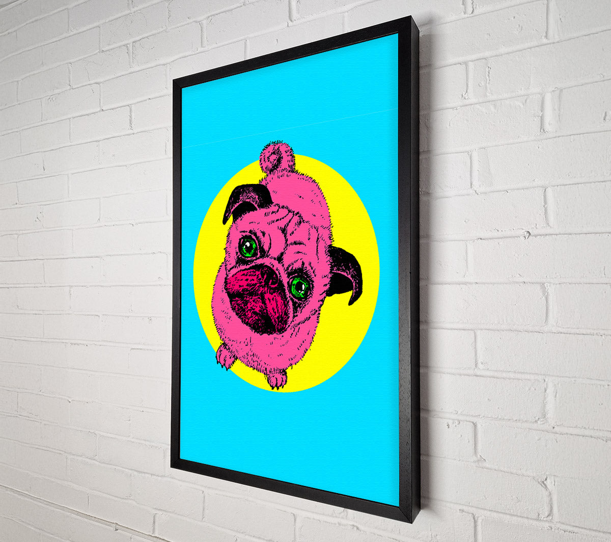 Pug Dog Pink Canvas Wall Art