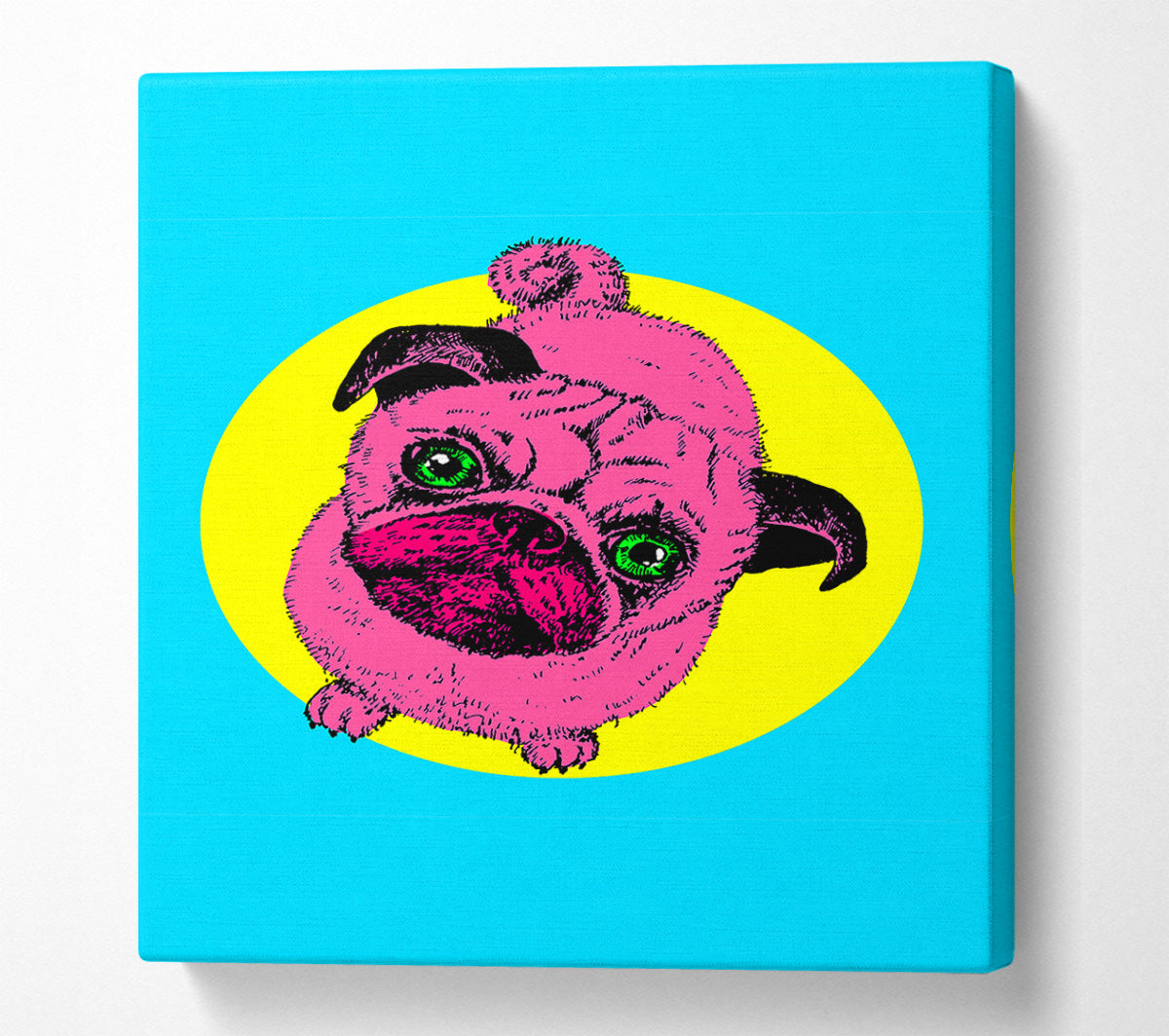 Pug Dog Pink Canvas Wall Art