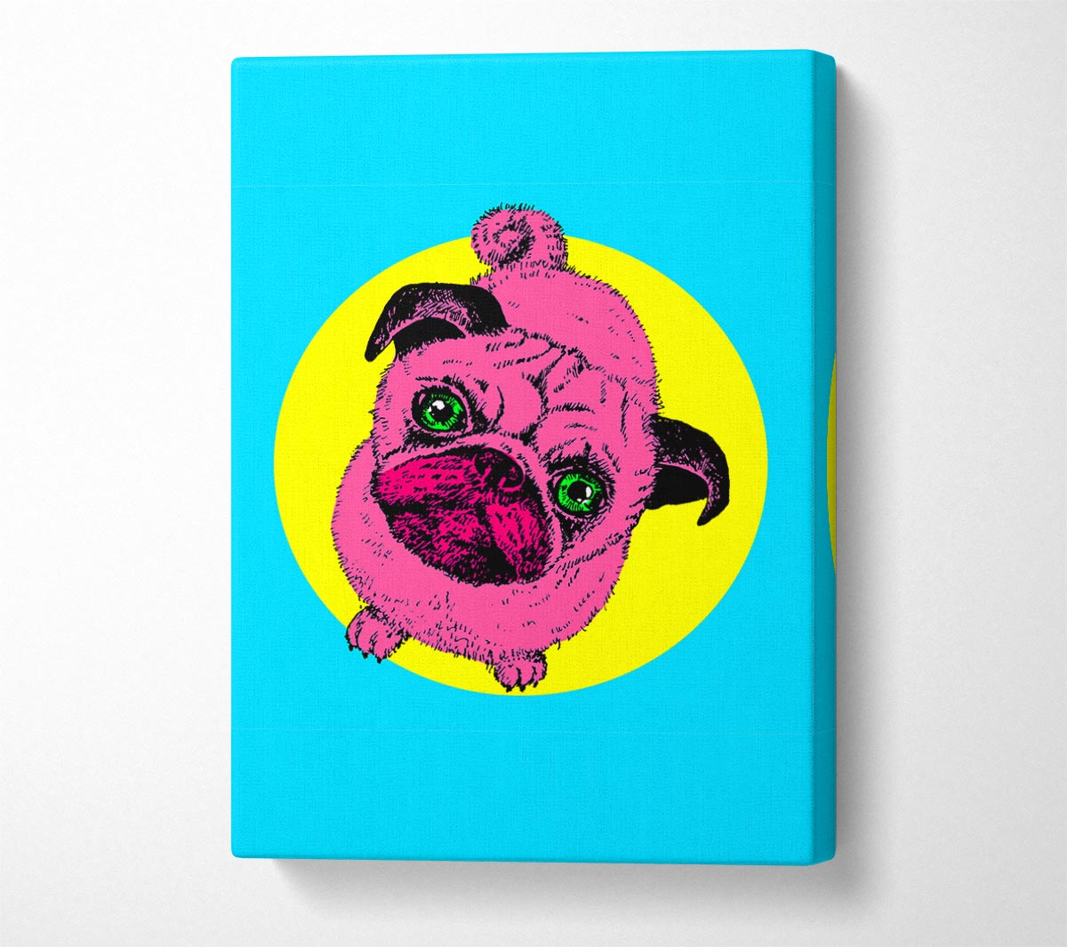 Pug Dog Pink Canvas Wall Art