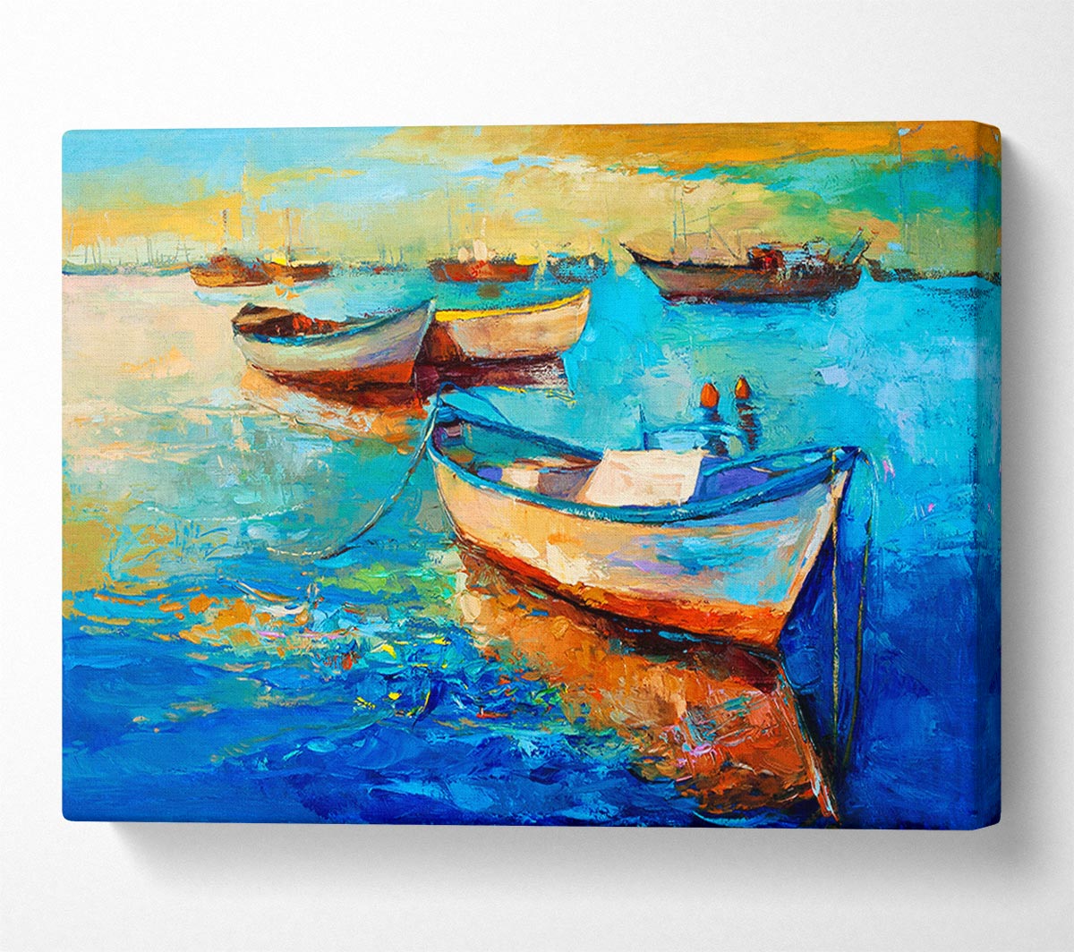 Sail Boats On The Sunset Waters Canvas Wall Art