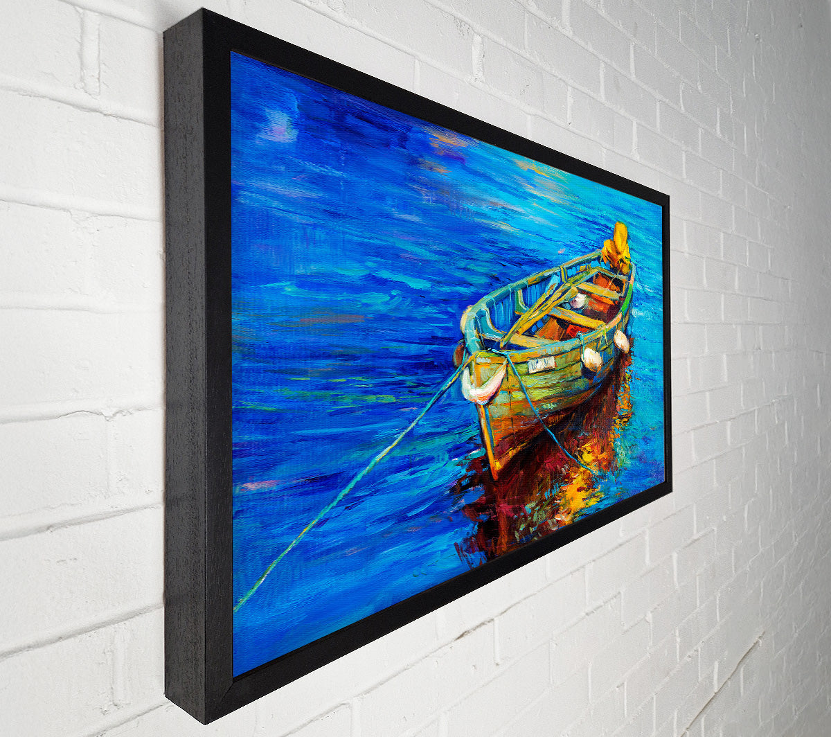 Rowing Boat Blues Canvas Wall Art