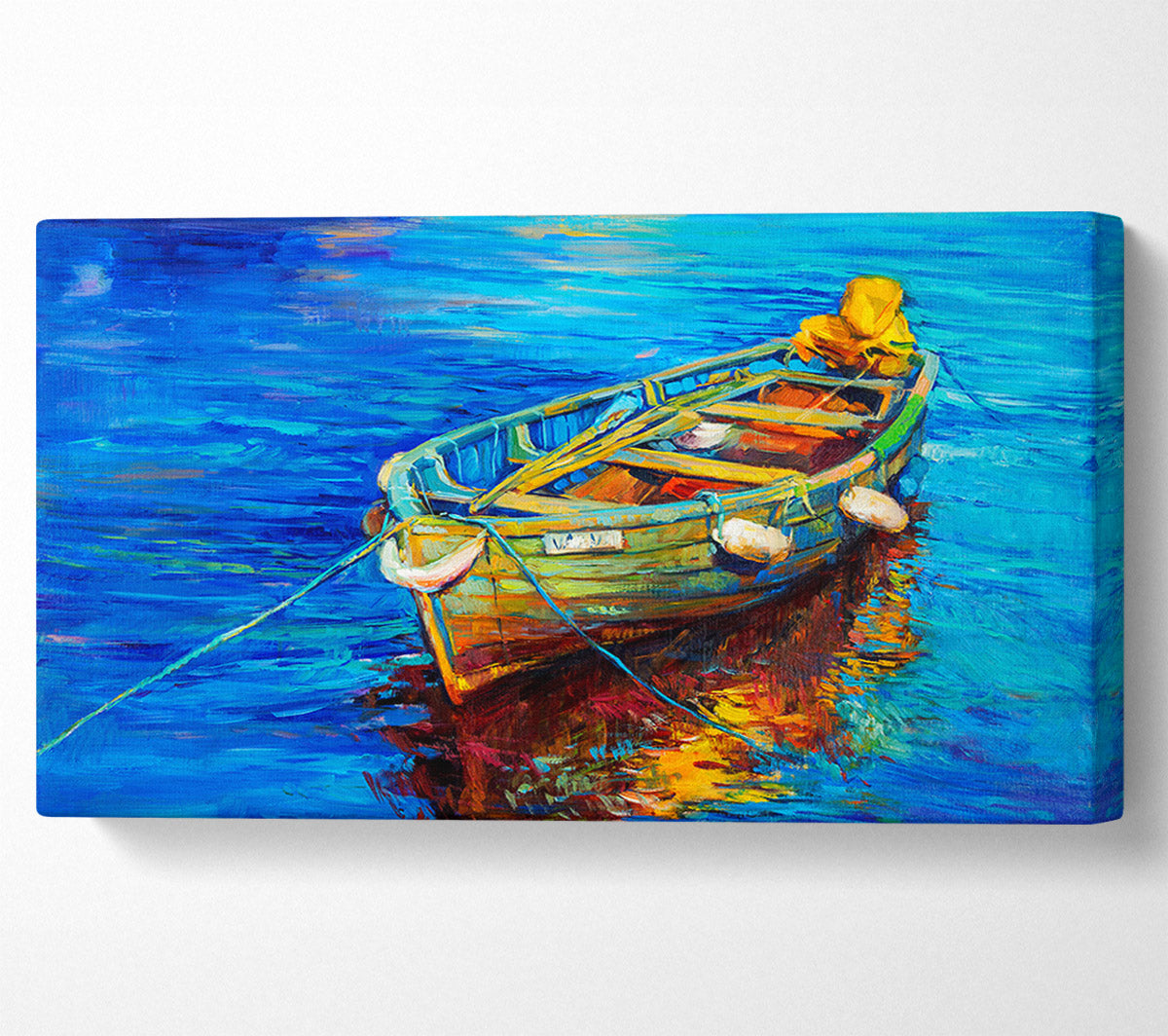 Rowing Boat Blues Canvas Wall Art