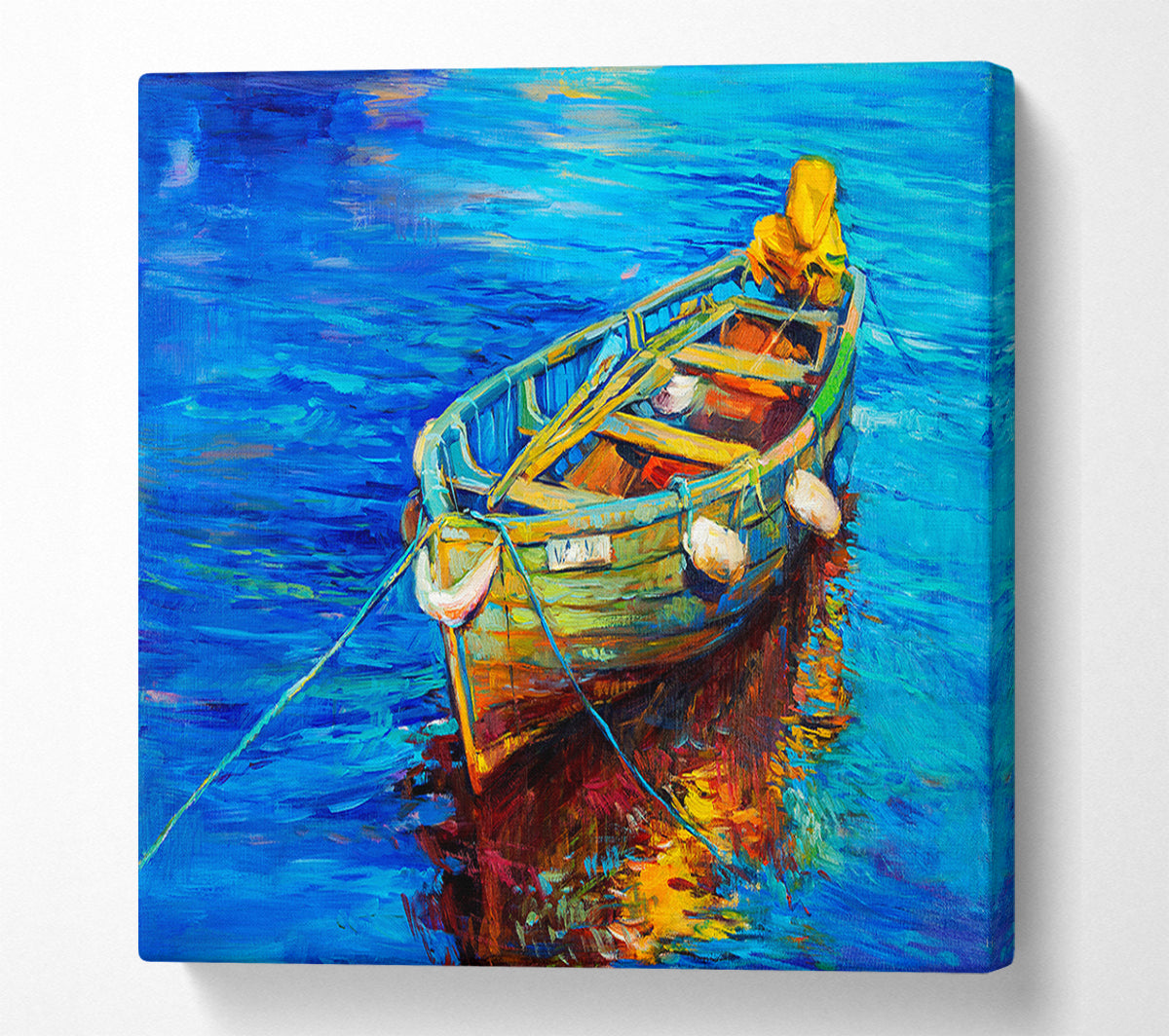 Rowing Boat Blues Canvas Wall Art
