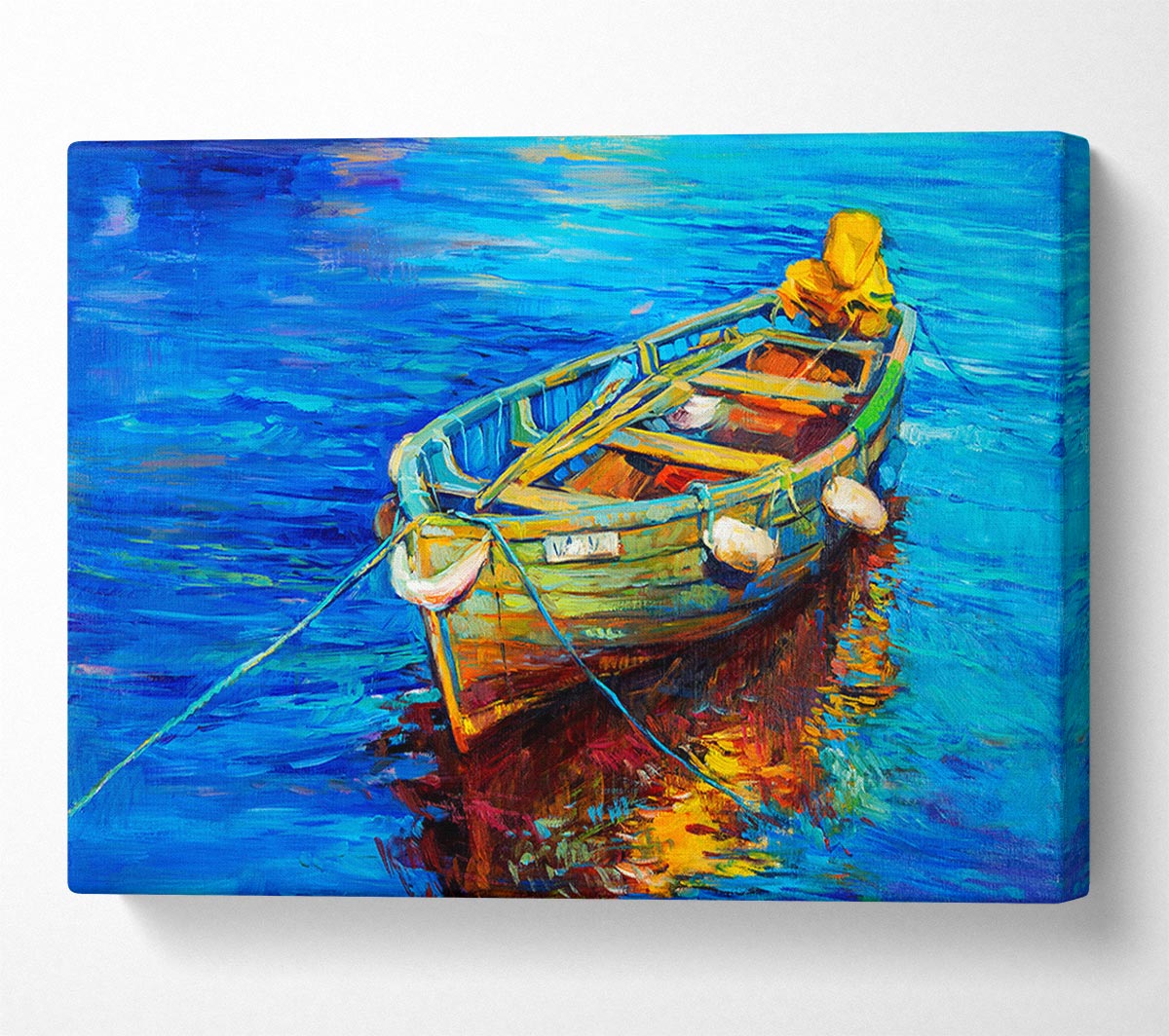 Rowing Boat Blues Canvas Wall Art