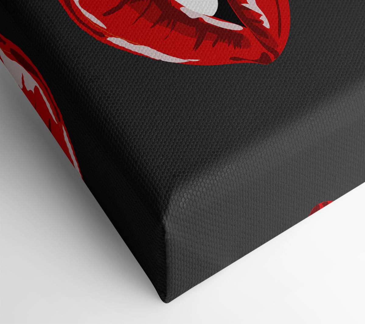 Red Lip Bite On Grey Canvas Wall Art