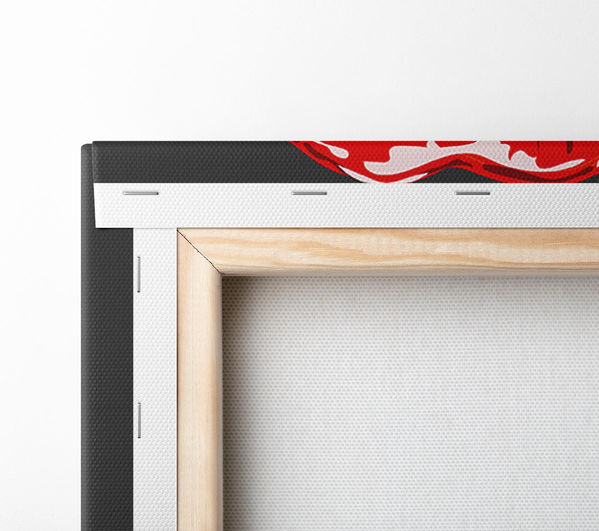 Red Lip Bite On Grey Canvas Wall Art