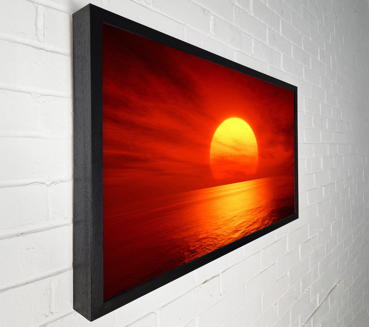 Red Ocean Glow Canvas Wall Art