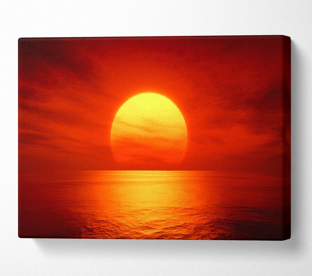 Red Ocean Glow Canvas Wall Art