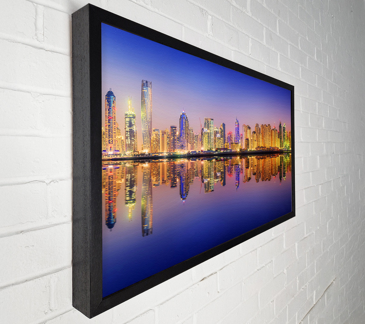 Reflections Of The Colourful City By Night Canvas Wall Art
