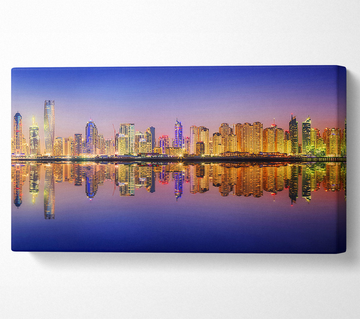 Reflections Of The Colourful City By Night Canvas Wall Art