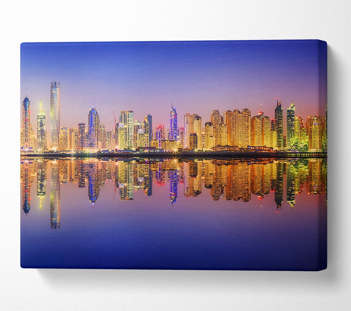 Reflections Of The Colourful City By Night Canvas Wall Art