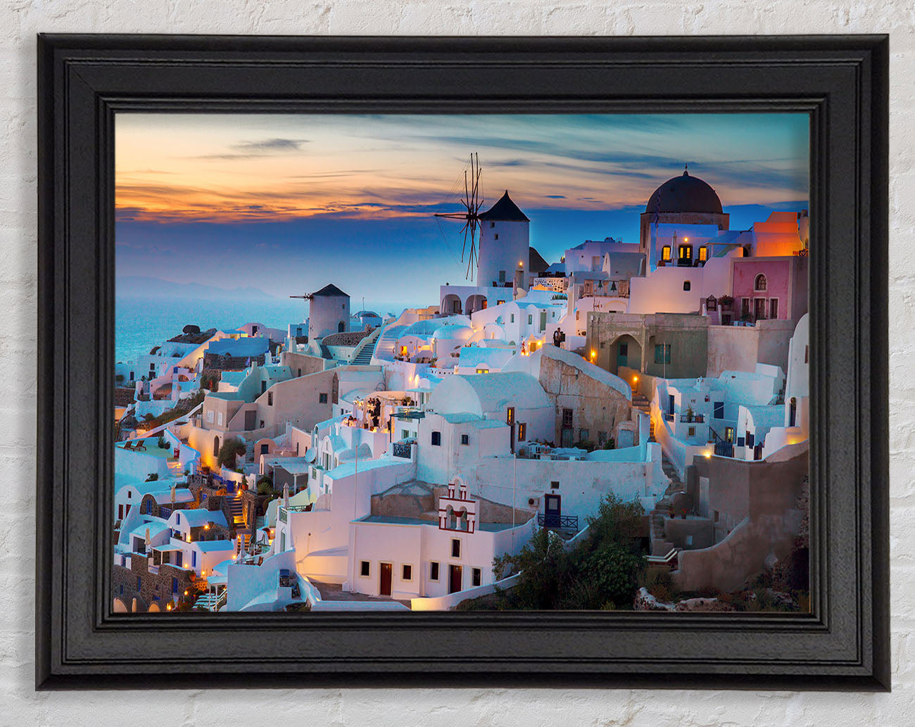 Santorini At Sunset Framed Print