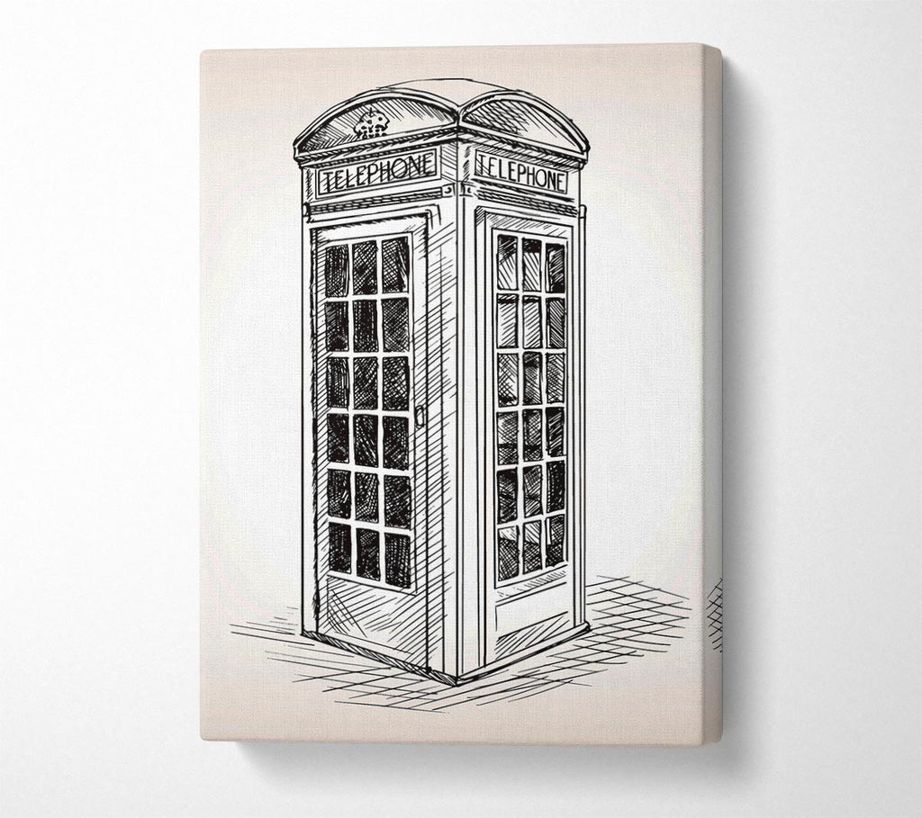 Phone Box Outline Canvas Wall Art