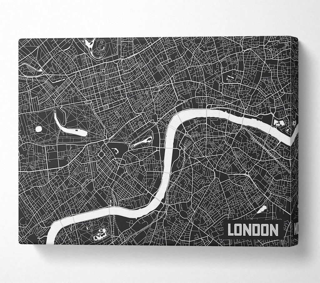The Map Of London Thames 3 Canvas Wall Art