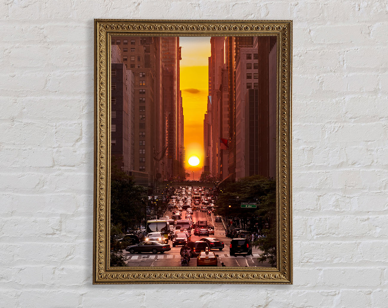 Sunset Through The Streets Of NYC Framed Print
