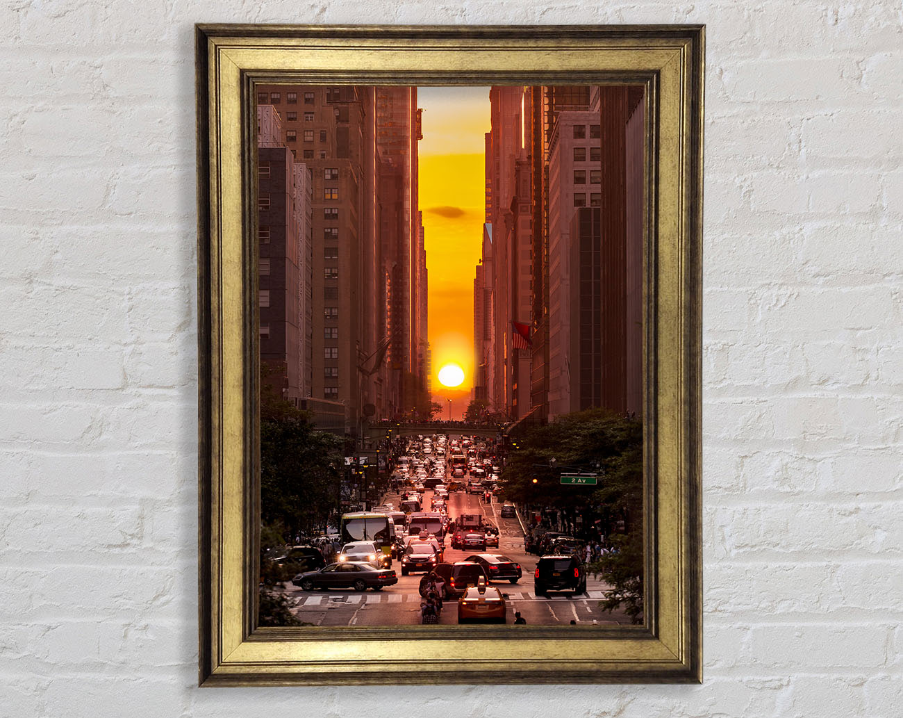 Sunset Through The Streets Of NYC Framed Print