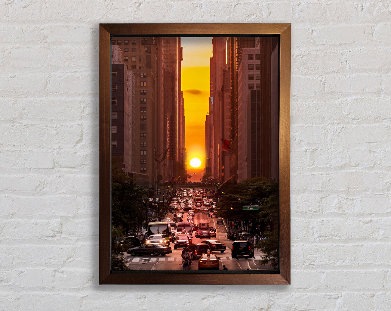Sunset Through The Streets Of NYC Framed Print