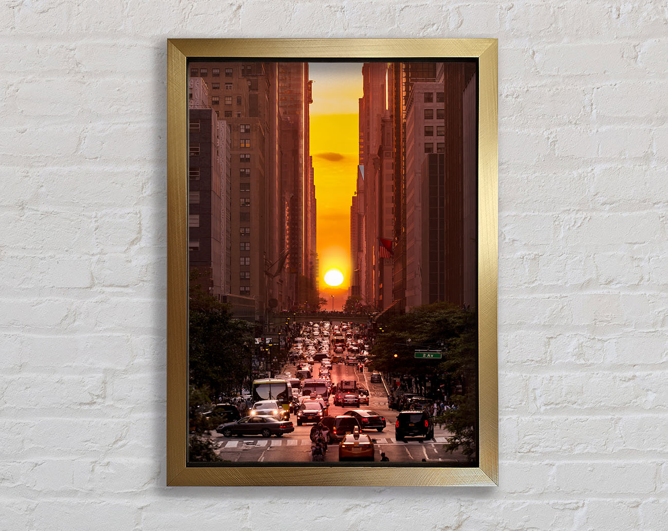 Sunset Through The Streets Of NYC Framed Print