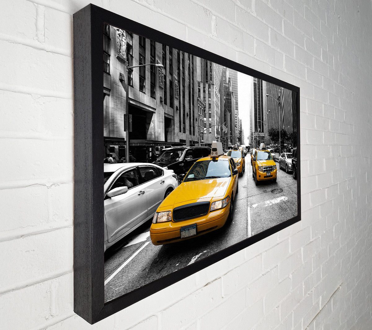 Yellow Cabs On The Inner City Steets Canvas Wall Art