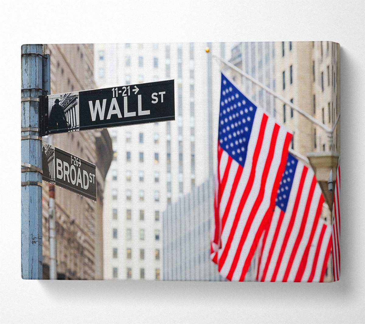 Wall Street American Flags Canvas Wall Art