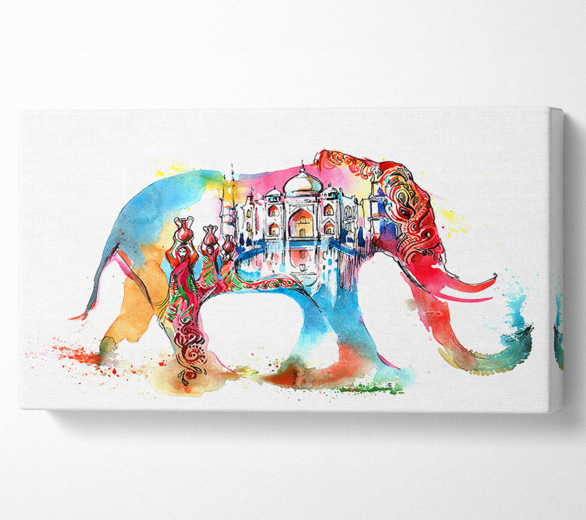 Rainbow Indian Elephant Canvas Wall Art