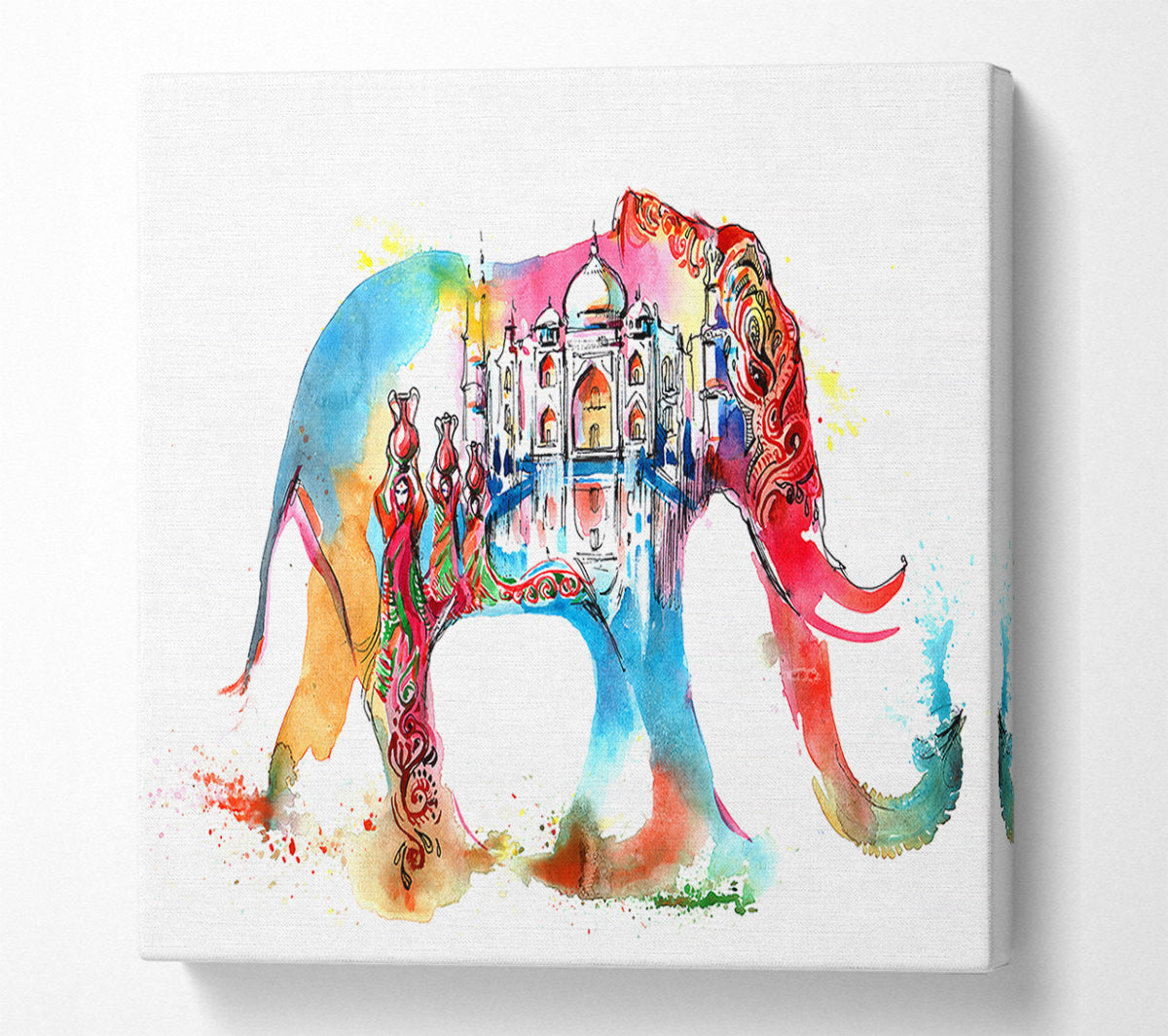 Rainbow Indian Elephant Canvas Wall Art