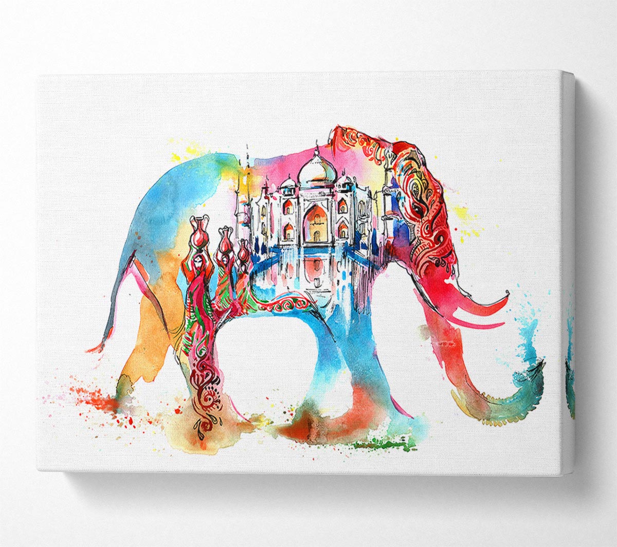 Rainbow Indian Elephant Canvas Wall Art