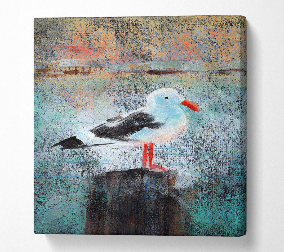 Seagull Perch Canvas Wall Art
