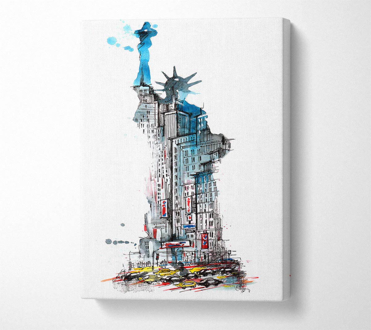 The Big Apple In The Statue Of Liberty Canvas Wall Art