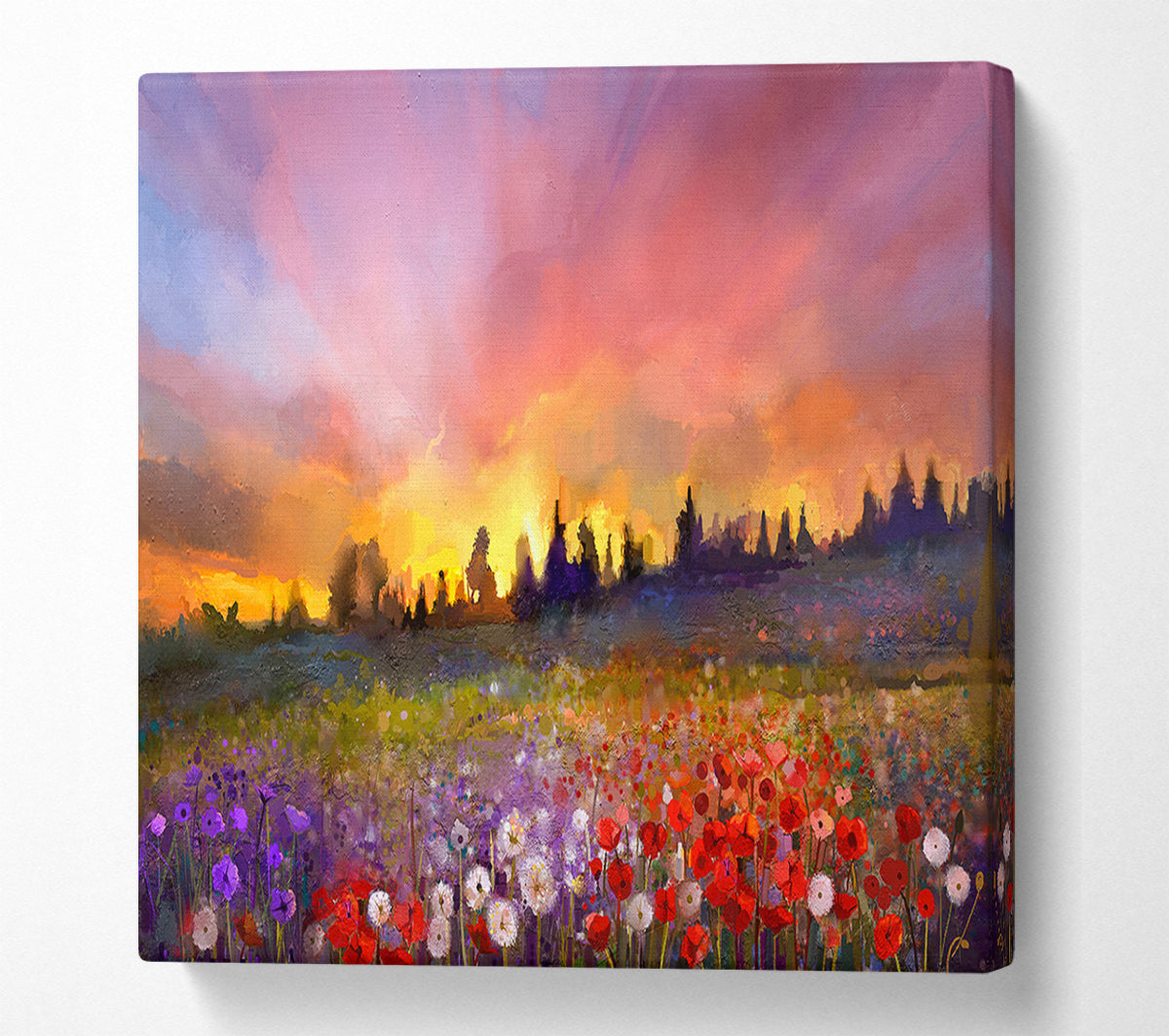 Sun Break Over The Wild Flowers Canvas Wall Art