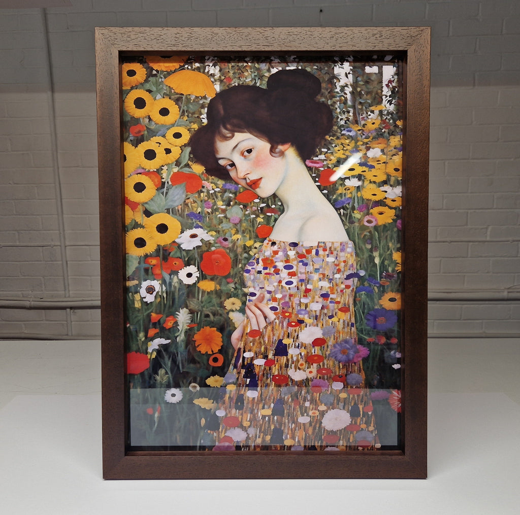 Woman Klimt Style Garden Framed Print
