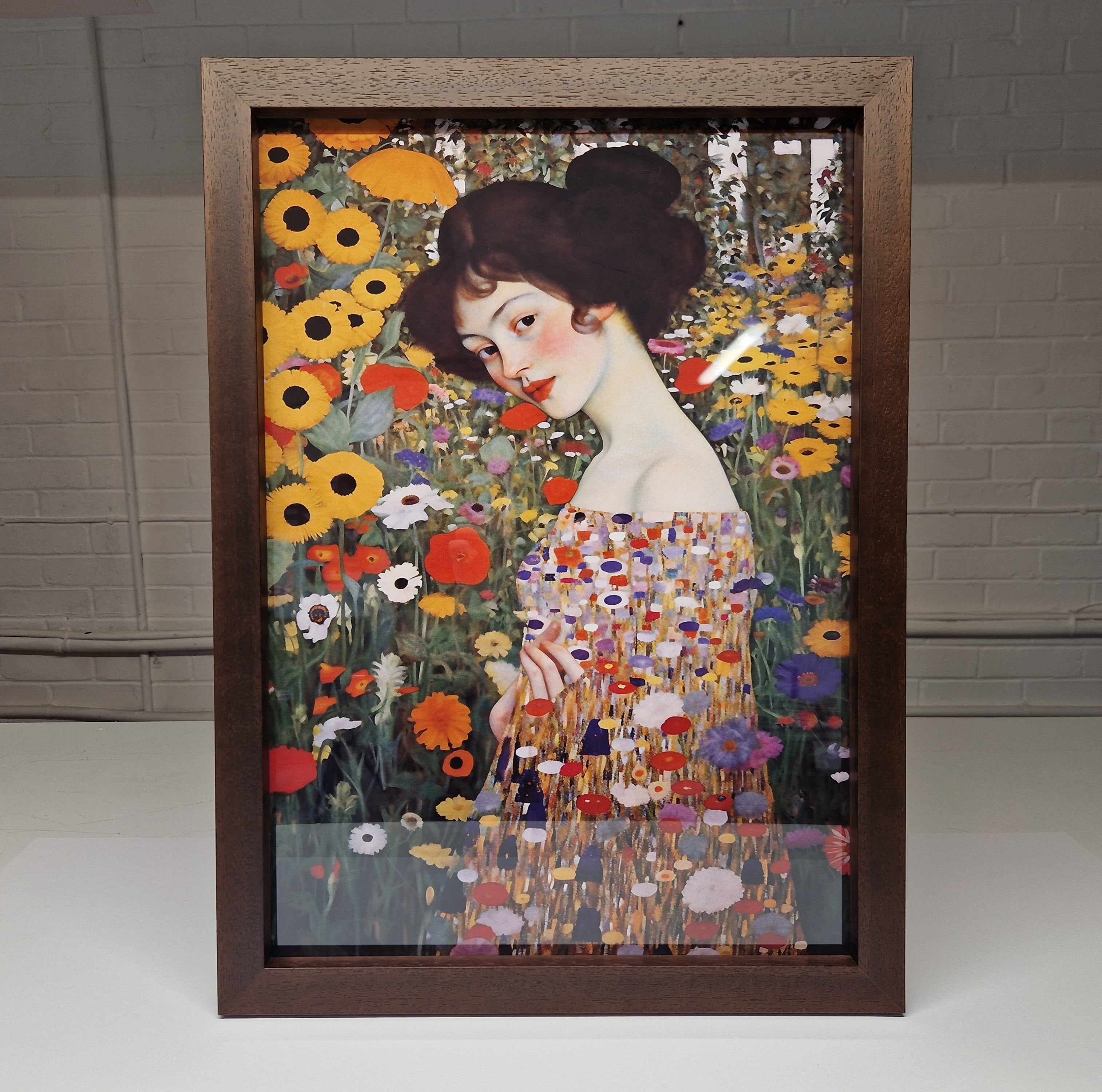 Woman Klimt Style Garden Framed Print