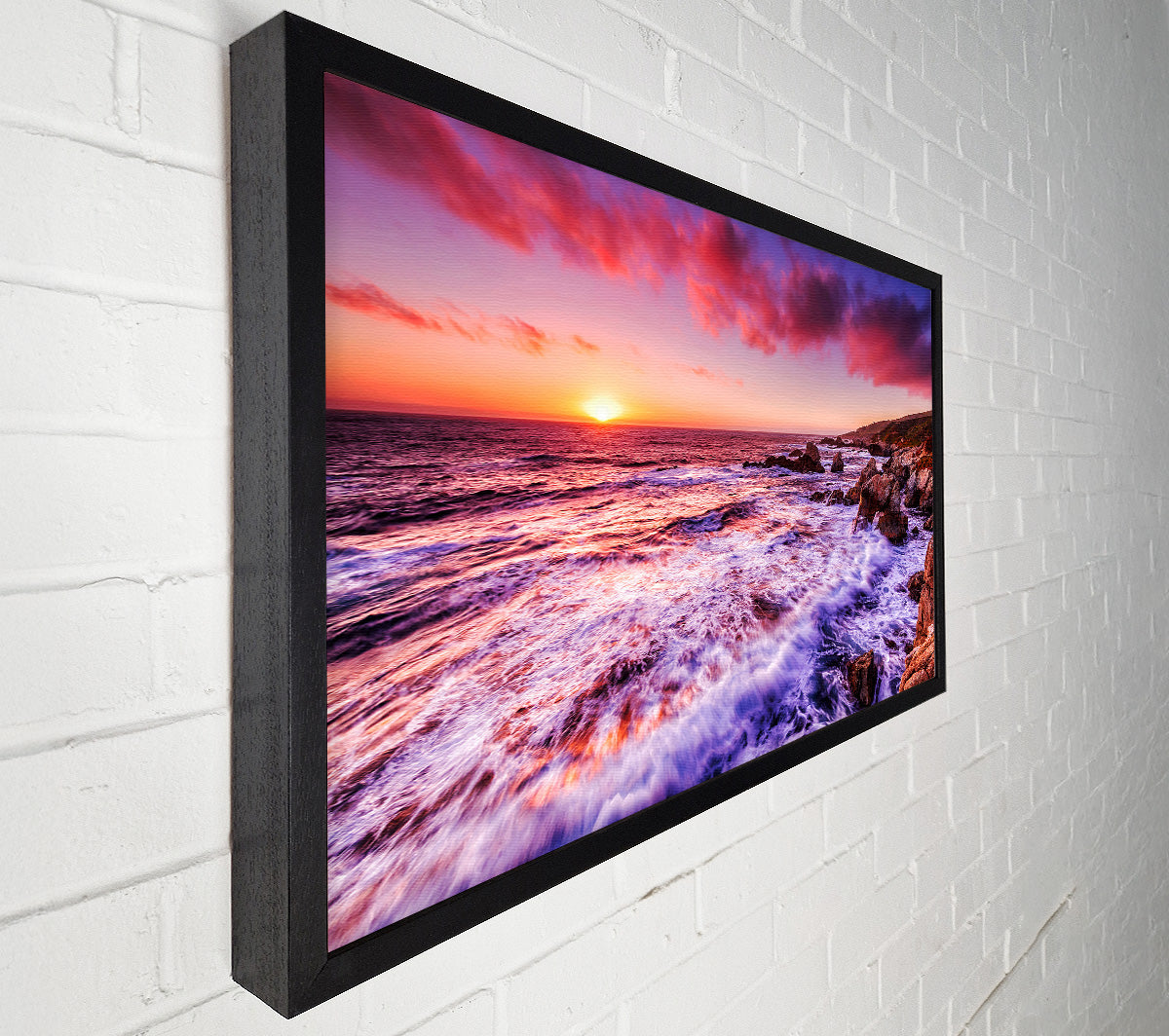 Pink Ocean Waves Canvas Wall Art