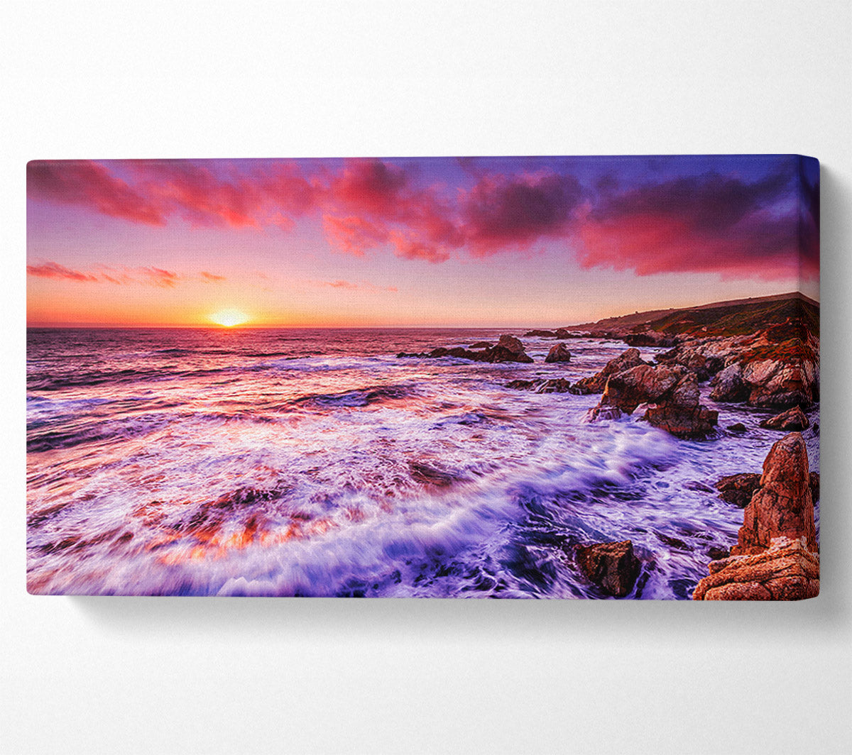 Pink Ocean Waves Canvas Wall Art