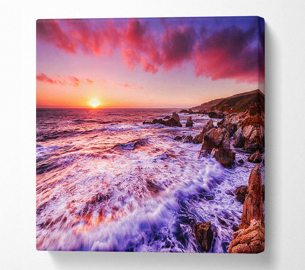 Pink Ocean Waves Canvas Wall Art