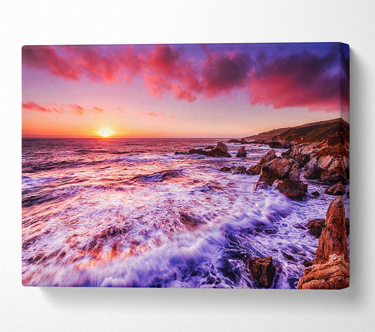 Pink Ocean Waves Canvas Wall Art