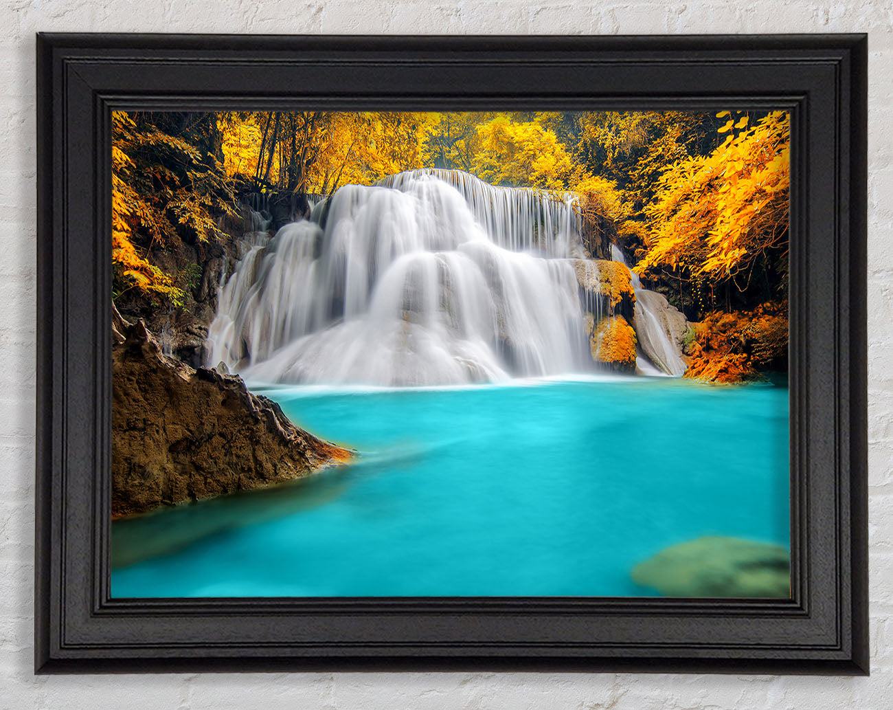 Yellow Trees Around The Blue Waters Framed Print