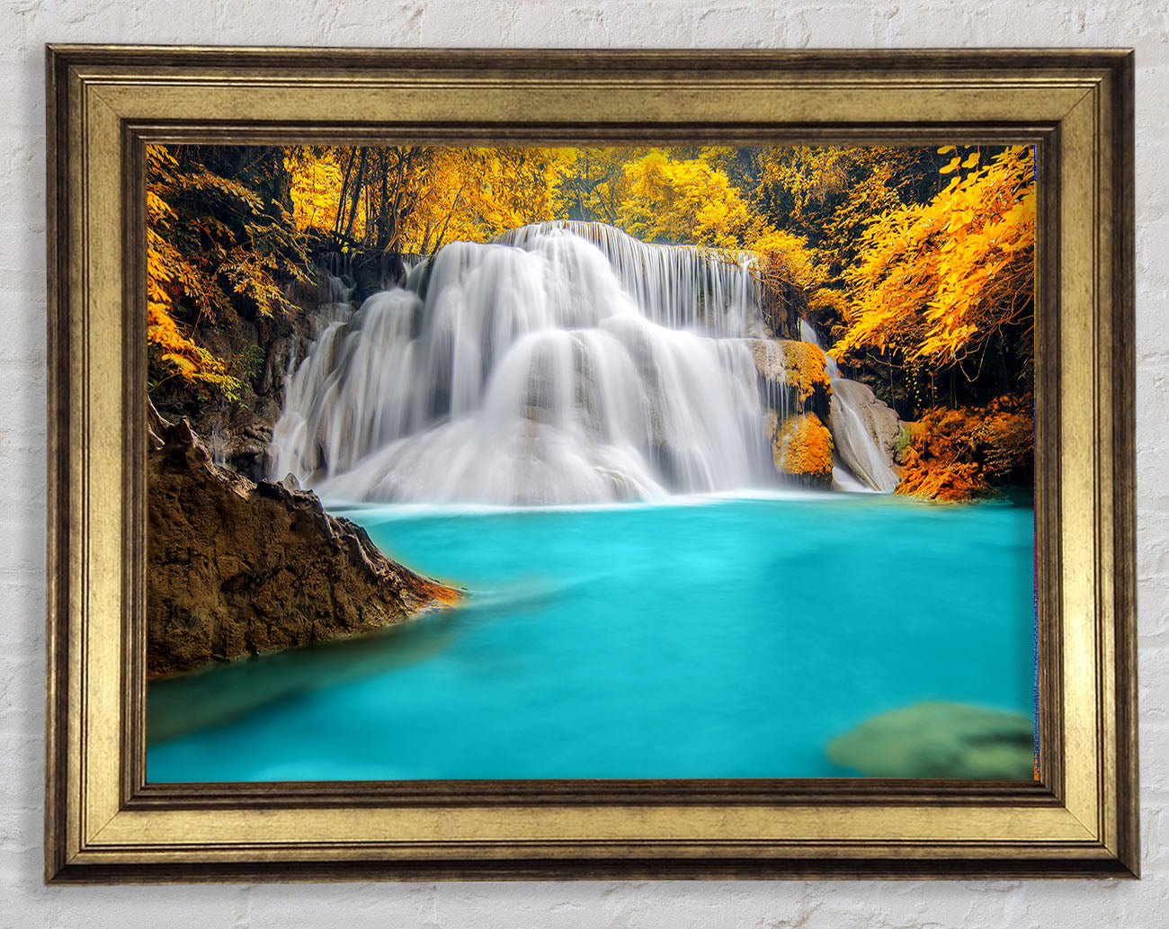 Yellow Trees Around The Blue Waters Framed Print