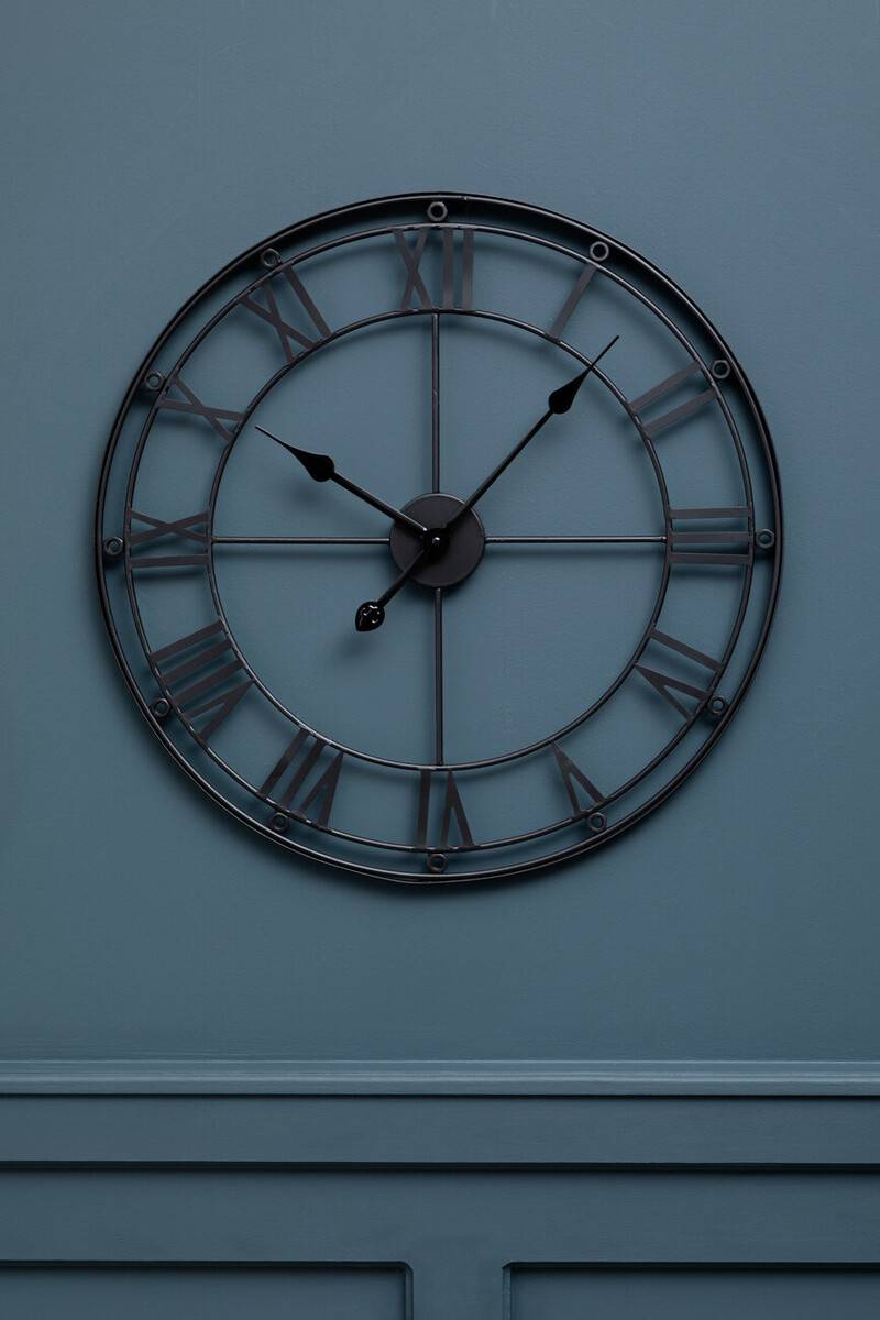 Baywood 59cm Dia Matt Black Metal Wall Clock