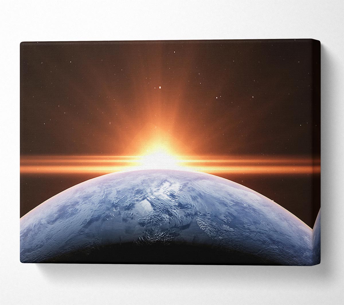 Sun peering over the earth Canvas Wall Art