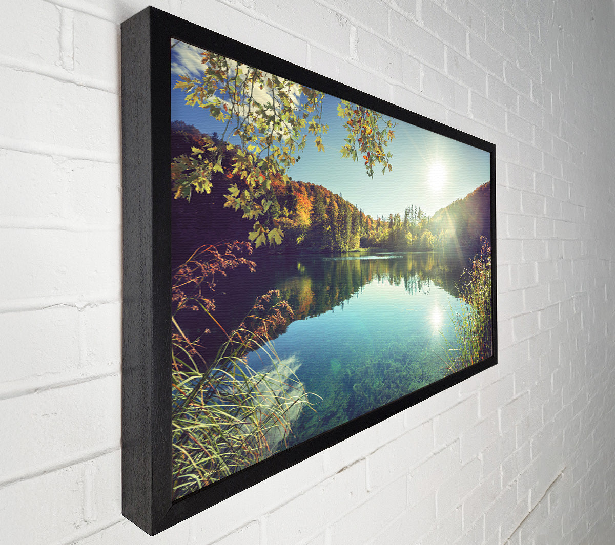 View of the lake through the branches Canvas Wall Art