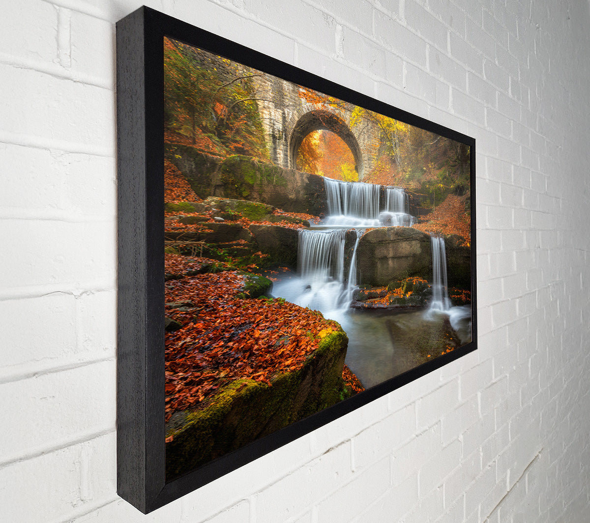 Waterfall under the bridge Canvas Wall Art