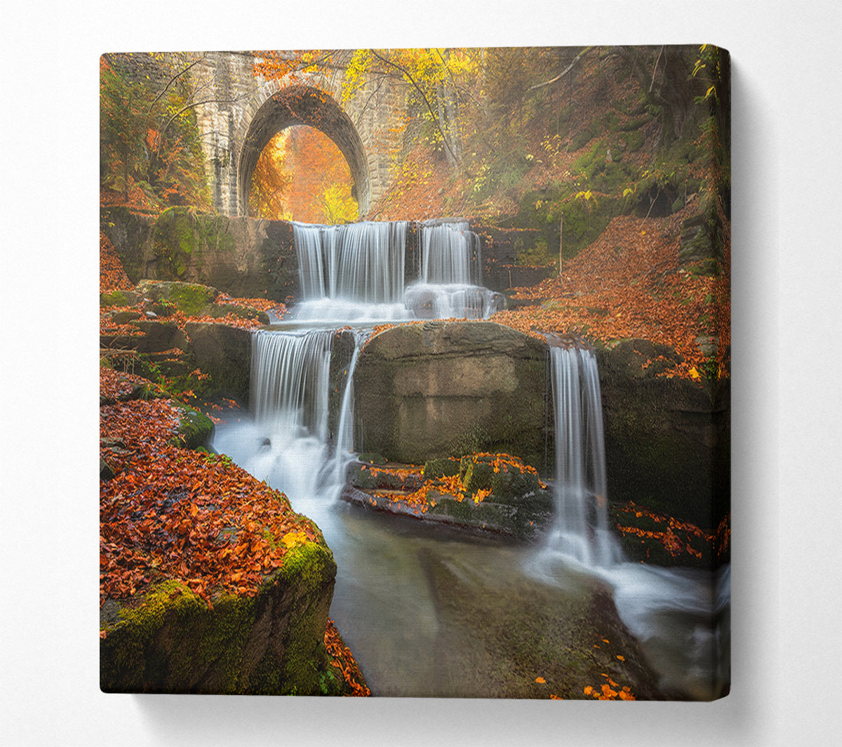 Waterfall under the bridge Canvas Wall Art