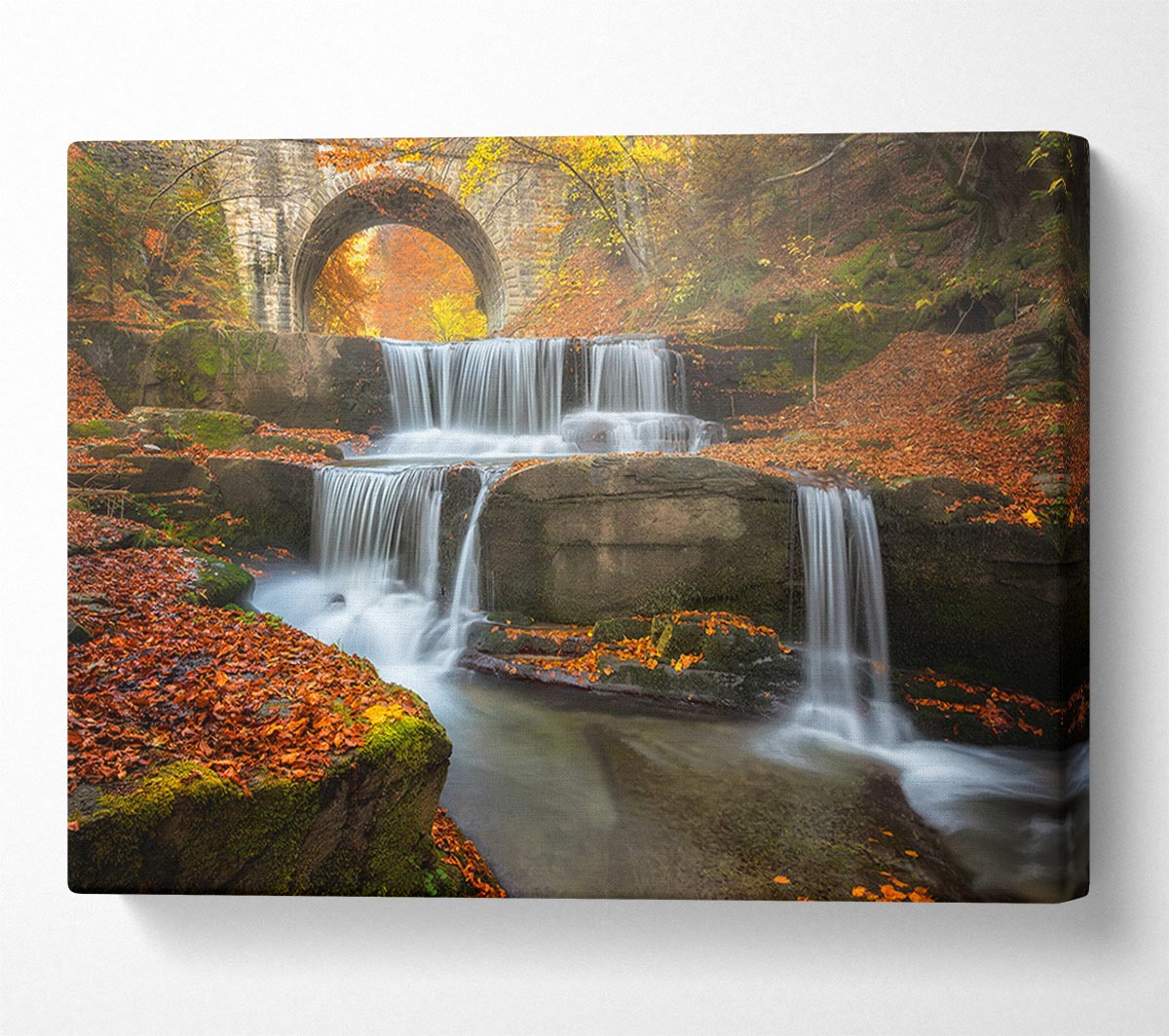 Waterfall under the bridge Canvas Wall Art