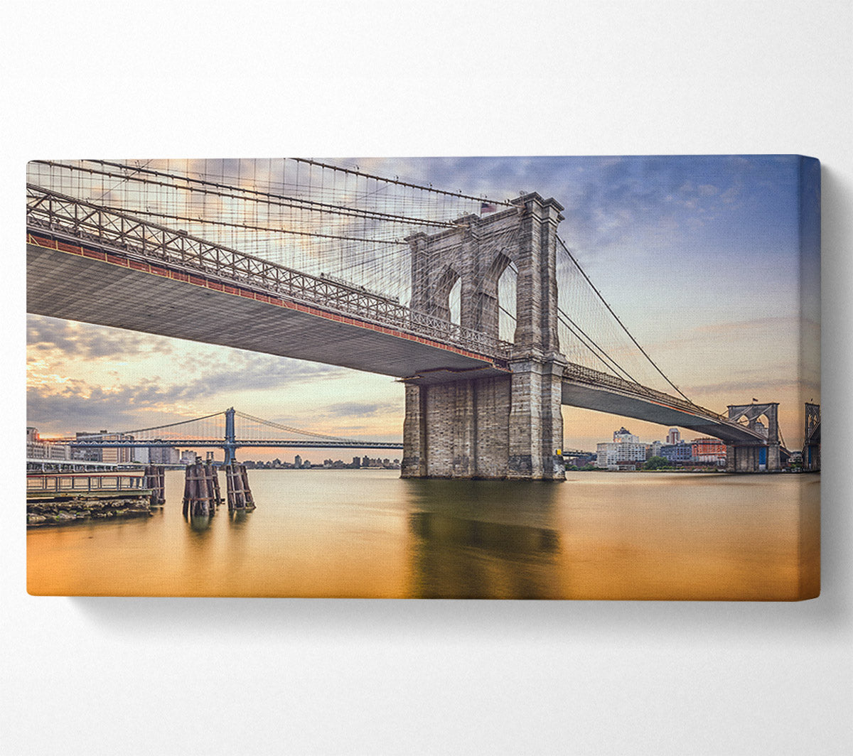 New york bridge orange river Canvas Art