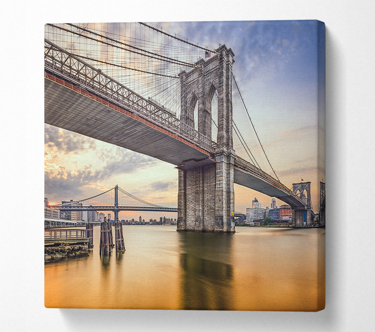 New york bridge orange river Canvas Art