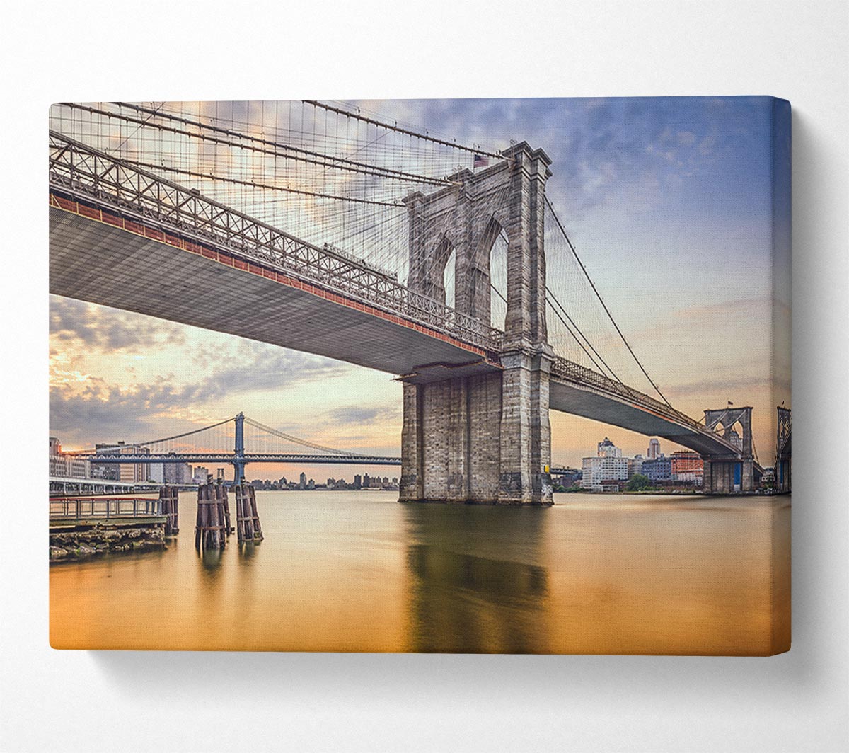 New york bridge orange river Canvas Art