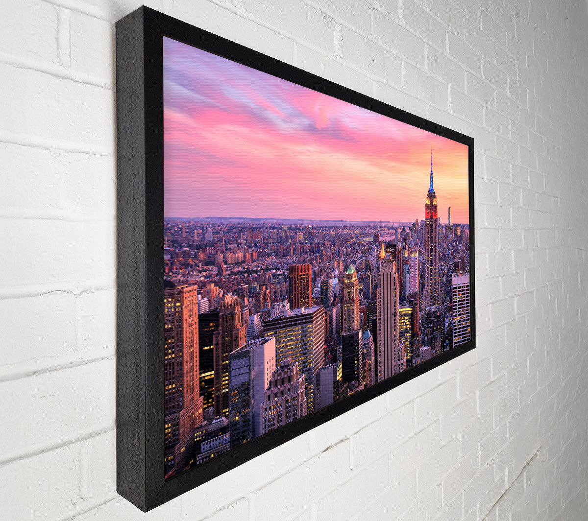 pink dusk city Canvas Wall Art
