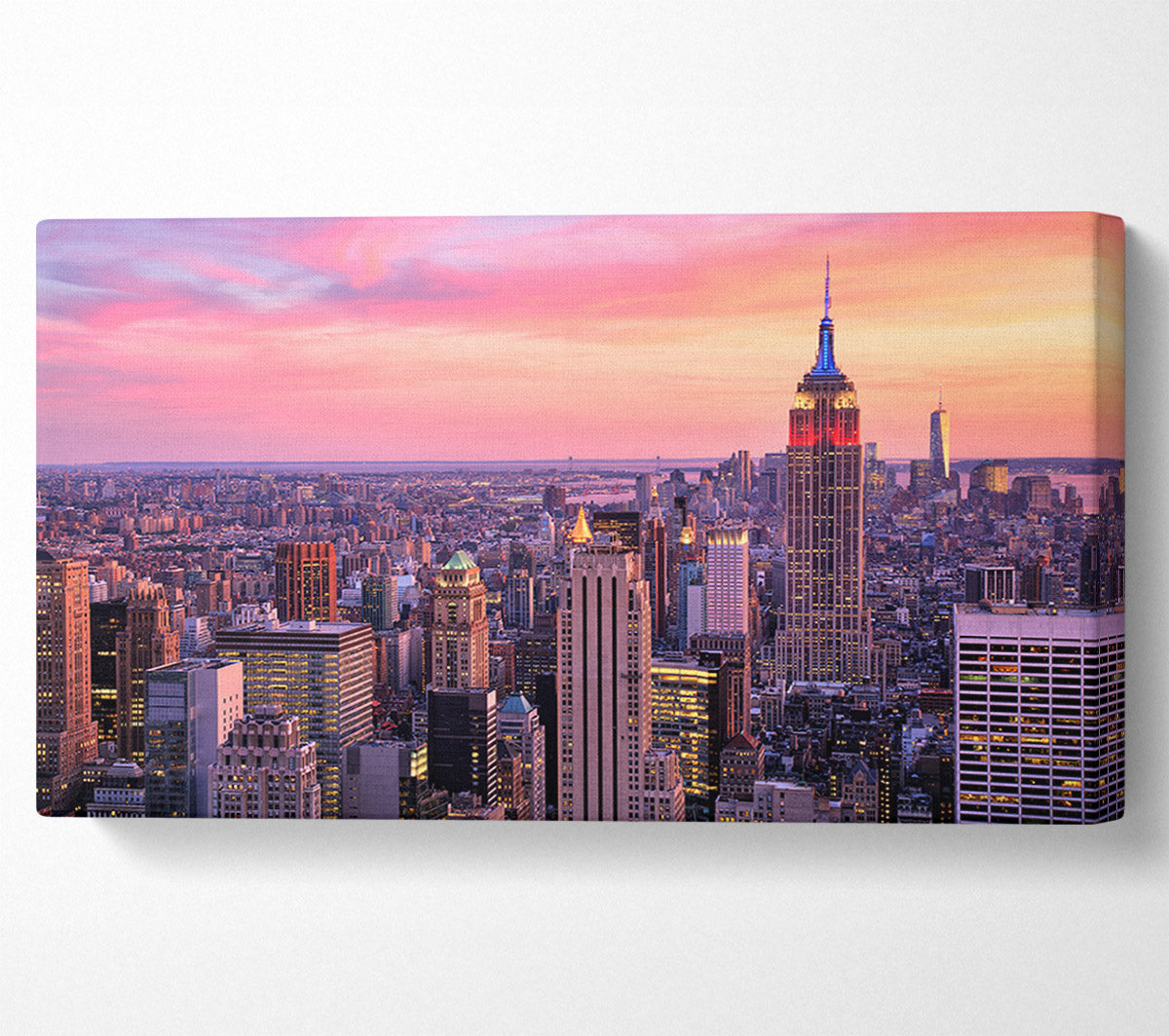 pink dusk city Canvas Wall Art