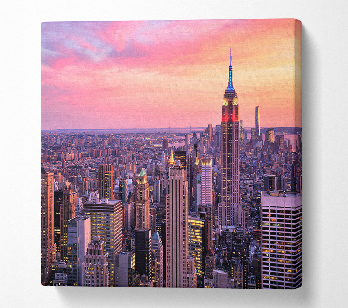 pink dusk city Canvas Wall Art